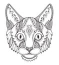 Cat head zentangle, doodle stylized, vector, illustration, freehand pencil, hand drawn, pattern. Zen art. Ornate vector