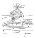Cat at the helm of ship, vector illustration Royalty Free Stock Photo
