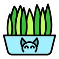 Cat herbs icon color outline vector Royalty Free Stock Photo