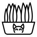 Cat herbs icon, outline style