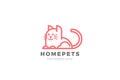 Cat Home pets Logo abstract design vector template Linear style