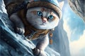 Cat ice climber explorer illustration generative ai