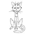 Cat icon. Vector illustration of a calm cat. Hand drawn cat with a mustache