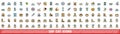 100 cat icons set, color line style Royalty Free Stock Photo