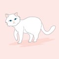 Cat Illustration clipart. Cute white cat is walking.