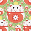 Cat japan money seamless pattern