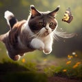 Cat Jump to catch Butterfly