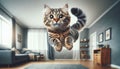 cat jumping mid-air looking at camera Royalty Free Stock Photo