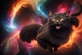 cat jumping out from blackhole manga character in the nebula universe background anime illustration generative ai Royalty Free Stock Photo