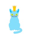 Cat King in crown. Royal pet boss. Vector illustration Royalty Free Stock Photo