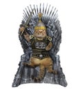 Cat in armor on the iron throne 2 Royalty Free Stock Photo