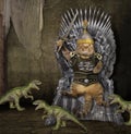 Cat on the iron throne and dragons Royalty Free Stock Photo