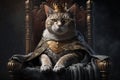 cat king on a throne illustration generative ai Royalty Free Stock Photo
