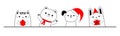 Cat kitten Dog Bear Bunny Rabbit animal set holding gift box, xmas ball. Merry Christmas. Cartoon kawaii character. Cute face. Red Royalty Free Stock Photo