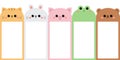 Cat kitten kitty, rabbit bunny hare, bear, pig, frog face set. Paper sticker. Template for notebooks, schedule, planners,