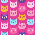 Cat Kitten seamless pattern cute romantic colorful trendy boundless print background pet design