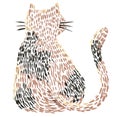 Cat kitten stitch embroil style illustration art thread immitate hand drawing Royalty Free Stock Photo