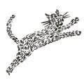 Cat kitten stitch embroil style illustration art thread immitate hand drawing Royalty Free Stock Photo