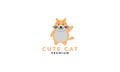 Cat or kitty or kitten or puss or pet smile cute logo icon illustration vector