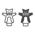 Cat, kitty puppet on the hand line and solid icon, theater concept, puppet aminals vector sign on white background Royalty Free Stock Photo