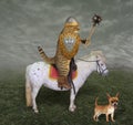 Cat knight on a horse with a mace