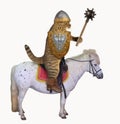 Cat knight on a horse with a mace 2 Royalty Free Stock Photo