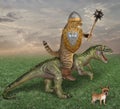 Cat riding a dragon in the field Royalty Free Stock Photo