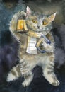 Cat with a lantern. storyteller