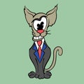 Cat lawyer agent. Vintage toons: funny character, vector illustration trendy classic retro cartoon style