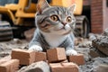 Cat is laying on a pile of bricks Royalty Free Stock Photo