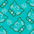 Cute Kitty Cat Bow Tie Seamless Background