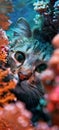 Cat life studying coral reef and marine life Royalty Free Stock Photo