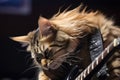 cat like as rock star headbanging in concert to electric guitar riffs Royalty Free Stock Photo