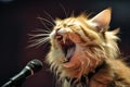 cat like as rock star performing at sold-out concert, with fans going wild in the crowd Royalty Free Stock Photo