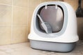 Cat litter box with a scoop Royalty Free Stock Photo