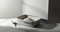 Cat Litter Box with Scoop and Litter, Minimalist Studio Shot Royalty Free Stock Photo