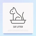 Cat litter thin line icon. Modern vector illustration for pet shop