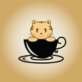 Cat logo coffee vector.