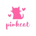 Cat care, pink cat logo template