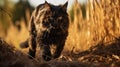 Intense Portraits: Majestic Manticore Roaming Through Tall Grass