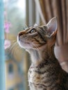 A cat looking out the window Royalty Free Stock Photo