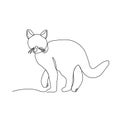 The cat looks around. A continuous line. Vector illustration drawn with a single line