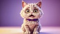 The cat looks with big eyes, is surprised and indignant, meows. cyclic rendering