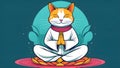 Cat in lotus position meditating