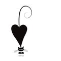 Cat in love, black silhouette for your design