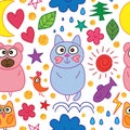 Cat love face animal natural free glitter seamless pattern Royalty Free Stock Photo