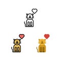 Cat love symbol Icon, Logo, and illustration