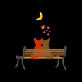 Cat lovers sitting on bench. Pet Romantic date. Cats lifestyle Royalty Free Stock Photo