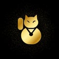 cat, lucky gold icon. Vector illustration of golden particle background