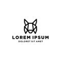 Geometric Cat lynx vector logo icon in a flat line style